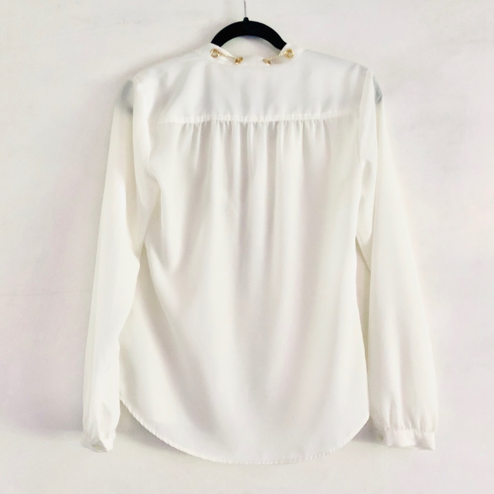 MICHAEL Michael Kors Chain Collar Blouse Gold S - Picture 12 of 15